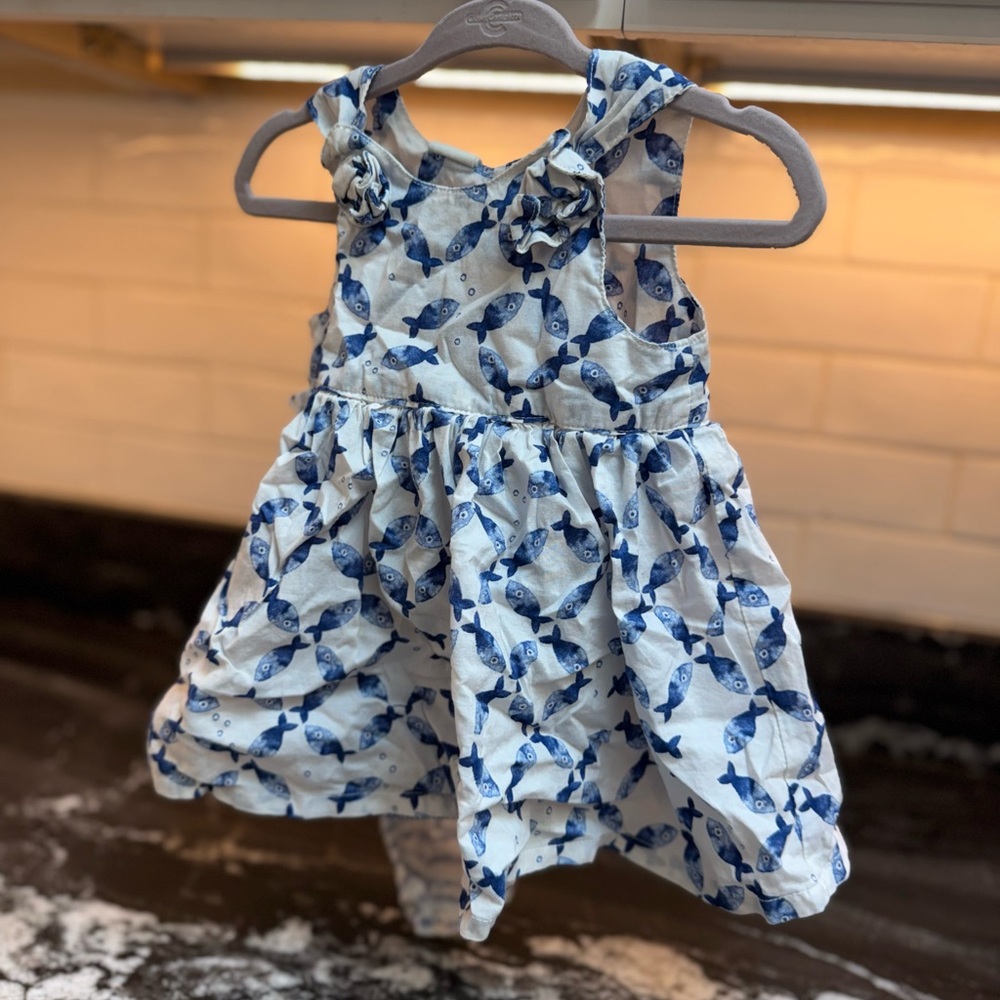 H&M Kids Dress with Blue Fish Pattern
